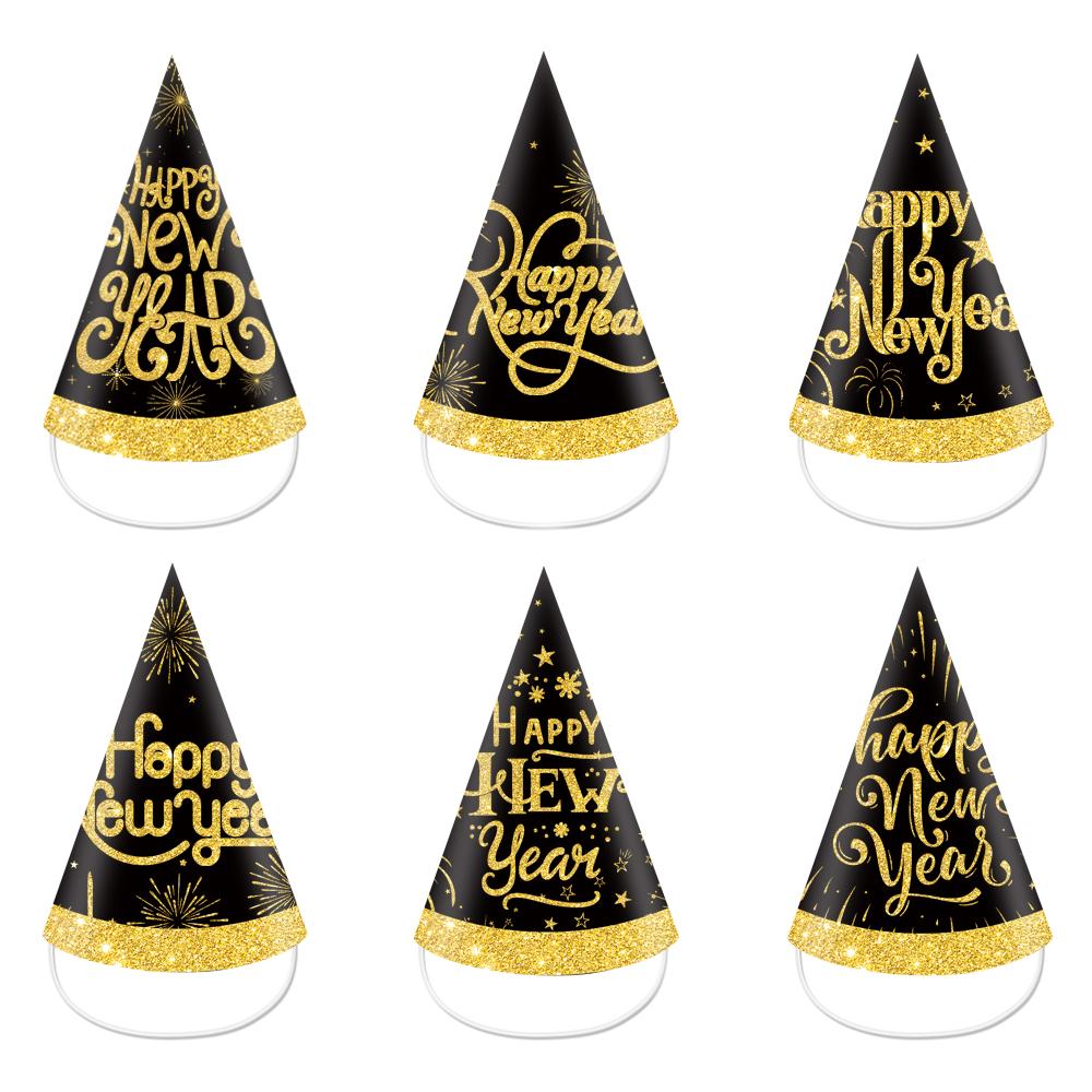 6pcs Happy New Years Hats 2025 Novelty New Year Paper Star Cone Cheers New Year Party Favors for New Years Eve Party Decorations