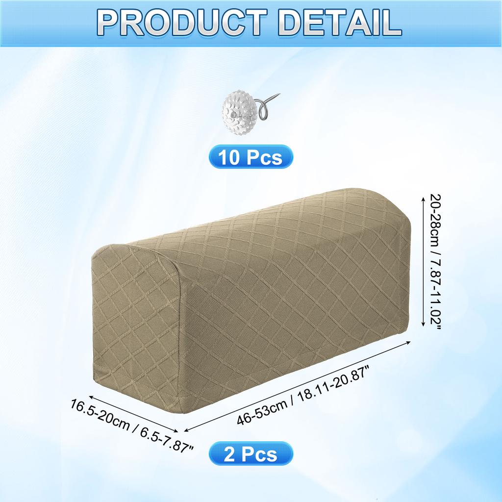 2pcs Stretch Armrest Covers, Polyester Soft Armchair Slipcovers Couch Recliner Arm Cover with Twist Pins Chair Sofa Protector