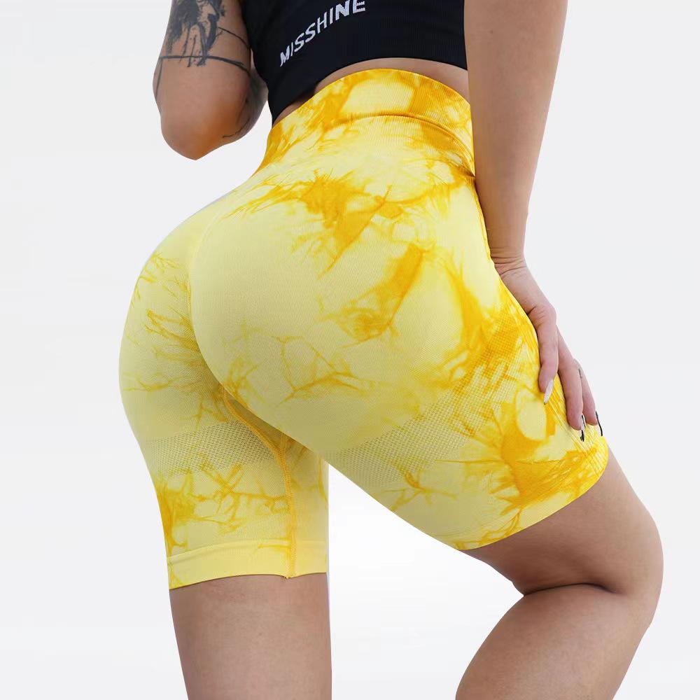 High Waist Tie-Dye Yoga Shorts for Women - Tummy Control & Butt Lift, Sports Fitness Style