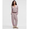 Lululemon Becalm Wrap Front Long Sleeve Shirt Heathered Porcelain Pink