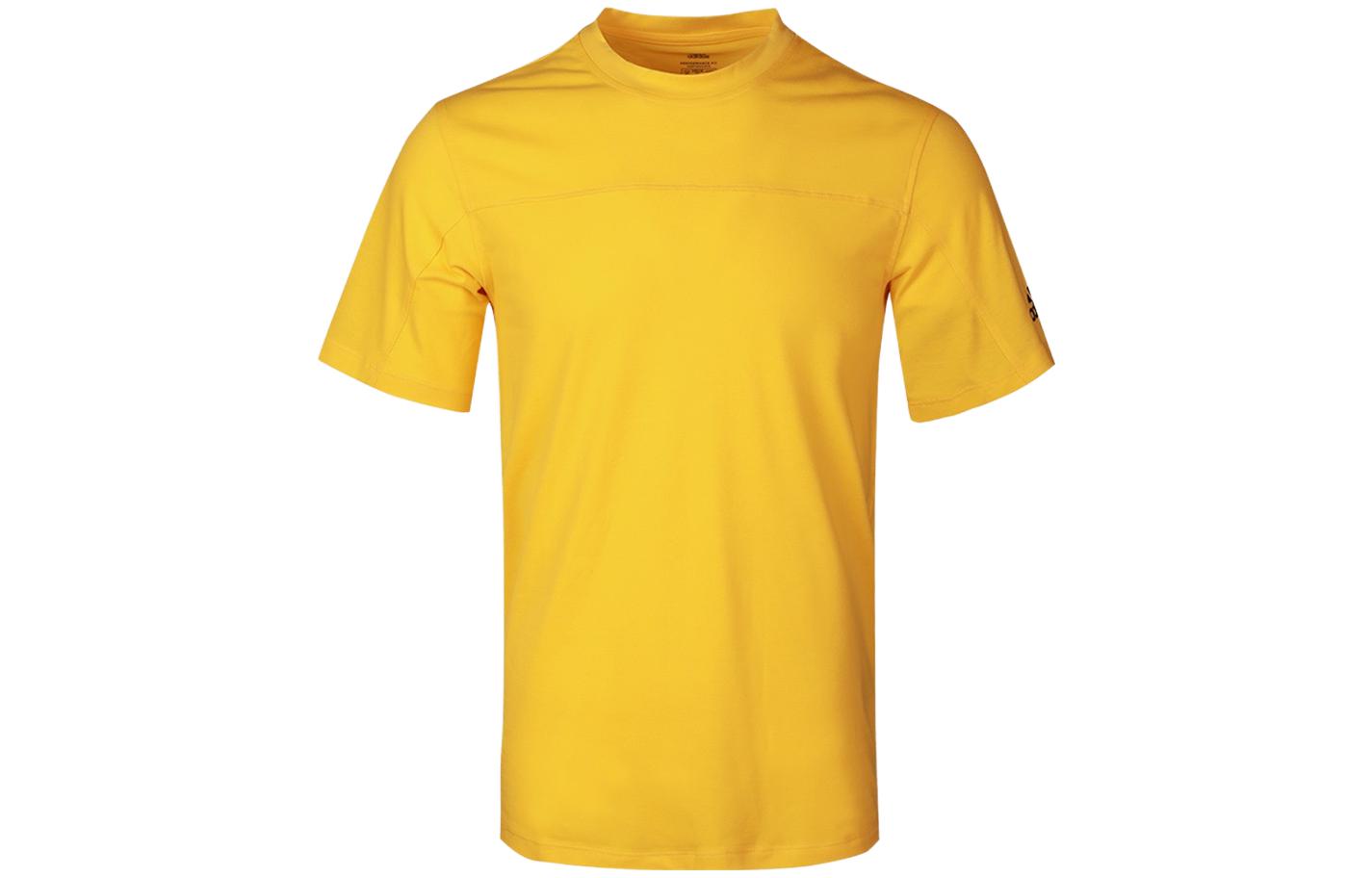 Adidas T Shirts Men s Yellow Crew Neck Moderate Straight Fit GC8291 M