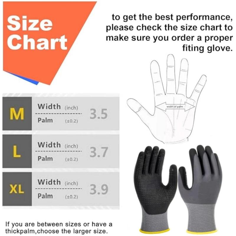 MicroFoam Coated Safety Work Gloves Nitrile Dots Grip Seamless Knit Security Gloves for Men Women Gardening Industrial Assembly