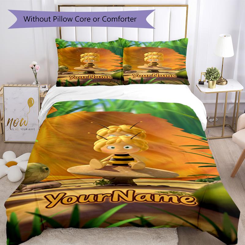 Biene Maja Customize Your Name Bedding Set Breathable Duvet Cover with Pillowcases Home Decoration Birthday Gift