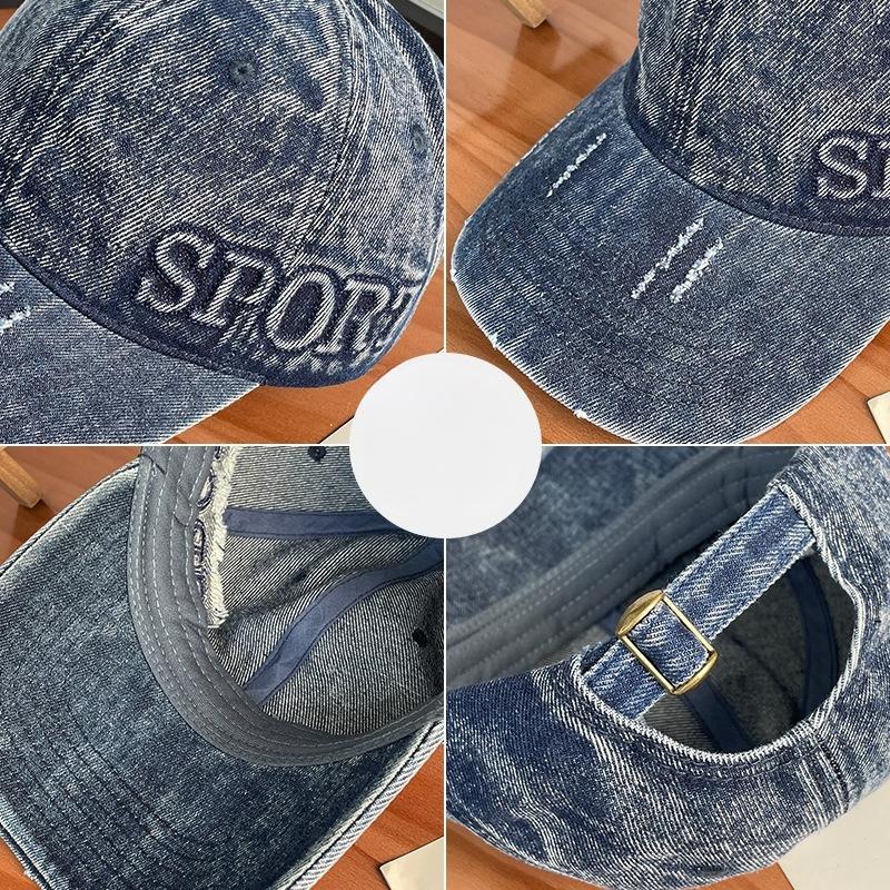 Spring and Summer Versatile Big Head Circumference Denim Baseball Cap Women
