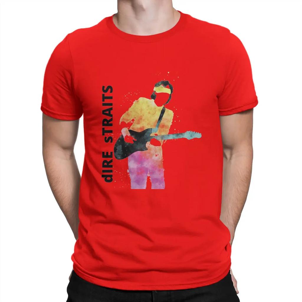 Music T Shirt Men's  Cotton Vintage T-Shirt O Neck Dire Straits Band Tees Short Sleeve Tops Graphic