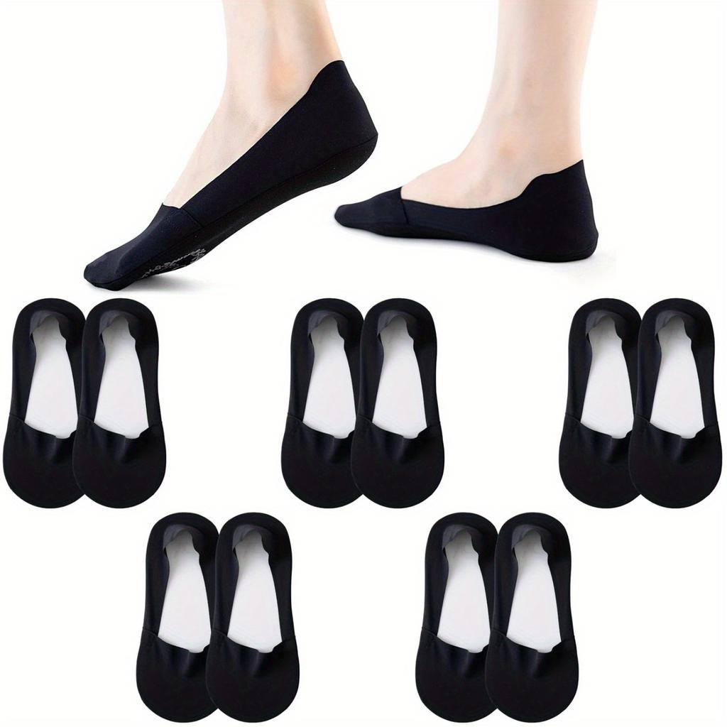 Womens No-Show Socks 5-8 Pairs - Anti-Slip Low Cut Liners for Flats & Boat Shoes, Breathable & Invisible Footies