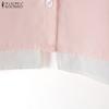 ZANZEA Women Casual Fake Two Piece Solid Color Long Sleeve Shirts