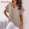 T-shirt Vintage in Cotone e Lino con Stampa per Donna Casual