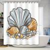 Sea Shell Bath Curtain Set Soft Fabric Shower Curtains With Seashells Print Decor For Bathroom Gold Grey