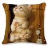 Creative Hand Painted Cat Print Polyester Pillowcase Home Car Cushion Pillow Sofa