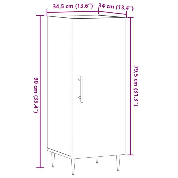VidaXL Buffet vieux bois 34,5x34x90 cm bois d'ingénierie, armoire de rangement, armoire latérale, buffet de salle à manger, 857183