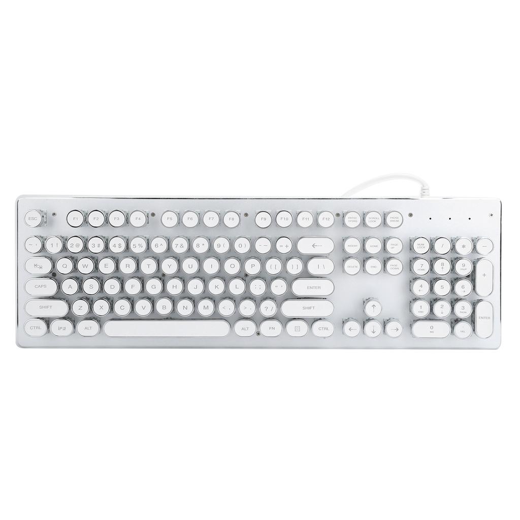 Retro Wired Gaming Mechanical Keyboard Key Click with 104 Keys Mixed Light Ergonomic Design