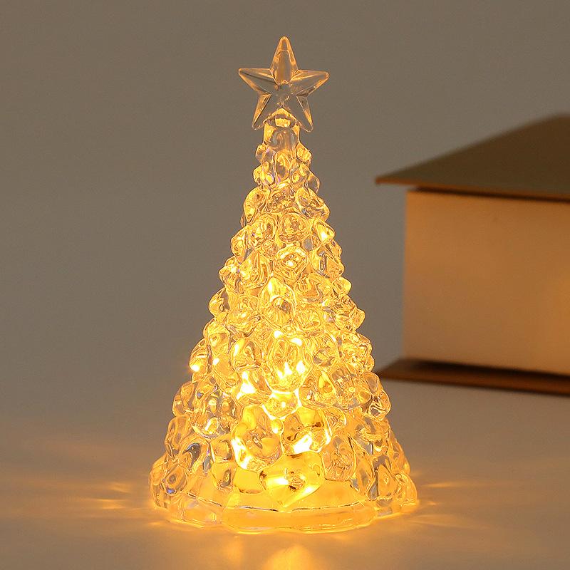 Crystal Glowing Christmas Tree Light Xmas Desktop Decorations Warm Colorful Festival Ornaments Crystal Night Light