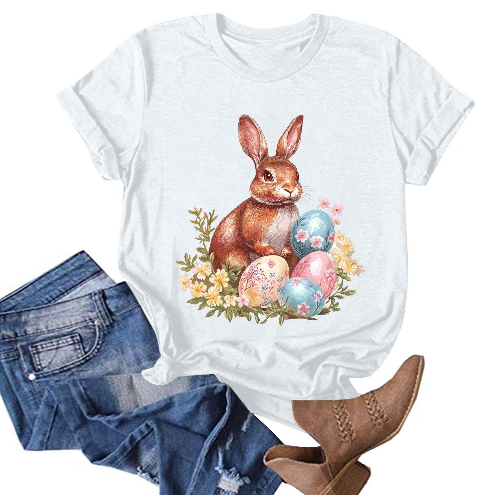 

Жіночий модний повсякденний пуловер з принтом і круглим вирізом, футболка з короткими рукавами XL білий