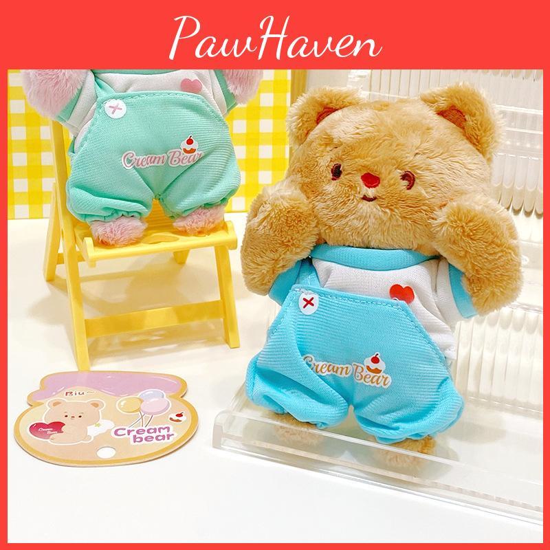 Fuzzy Soft And Cream Bear Plush Keyring With Cute Outfit Ideal For Key Decoration