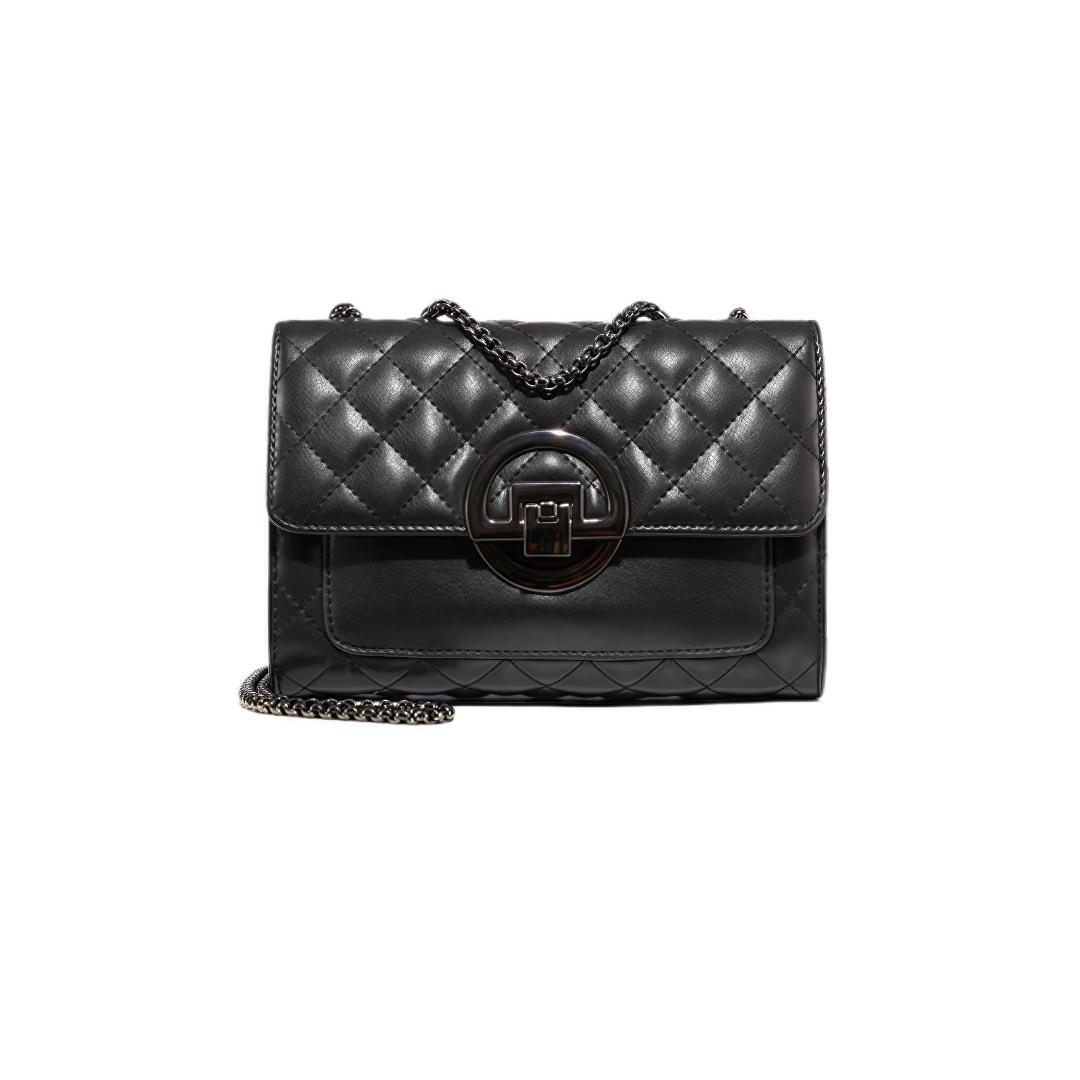 

RED DRAGONFLY Women s Handbag, Cowhide Crossbody Bag, Shoulder Bag, Diamond Pattern Square Bag, Black