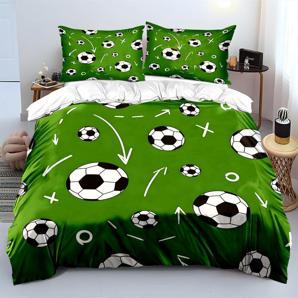Football attacking theme pattern Bedding Set for Kids Luxury Gift 3pcs Digital Print Comforter Set Soft Comfortable Breathable