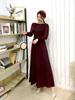 Women Slim Pleated Maxi Dress with Belt Female Streetwear Vintage Dress Tie Front Dress  Robe