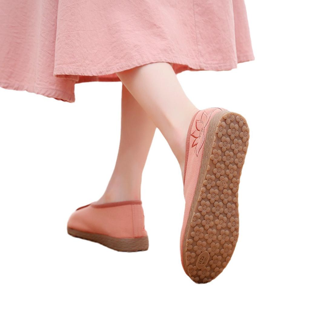 Chaussures à enfiler pour femmes, baskets de voyage légères et confortables, mocassins décontractés pour la marche et la conduite, chaussures de travail brodées pour femmes, chaussures habillées à bout rond