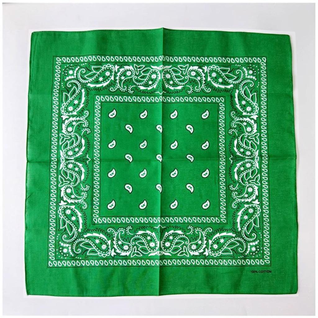 Kakatrend Bandana Green Paisley 100% Cotton Adult Bandana Stylish Green Handkerchief Cotton Bandana Unisex Durag Large 55cm X 55cm