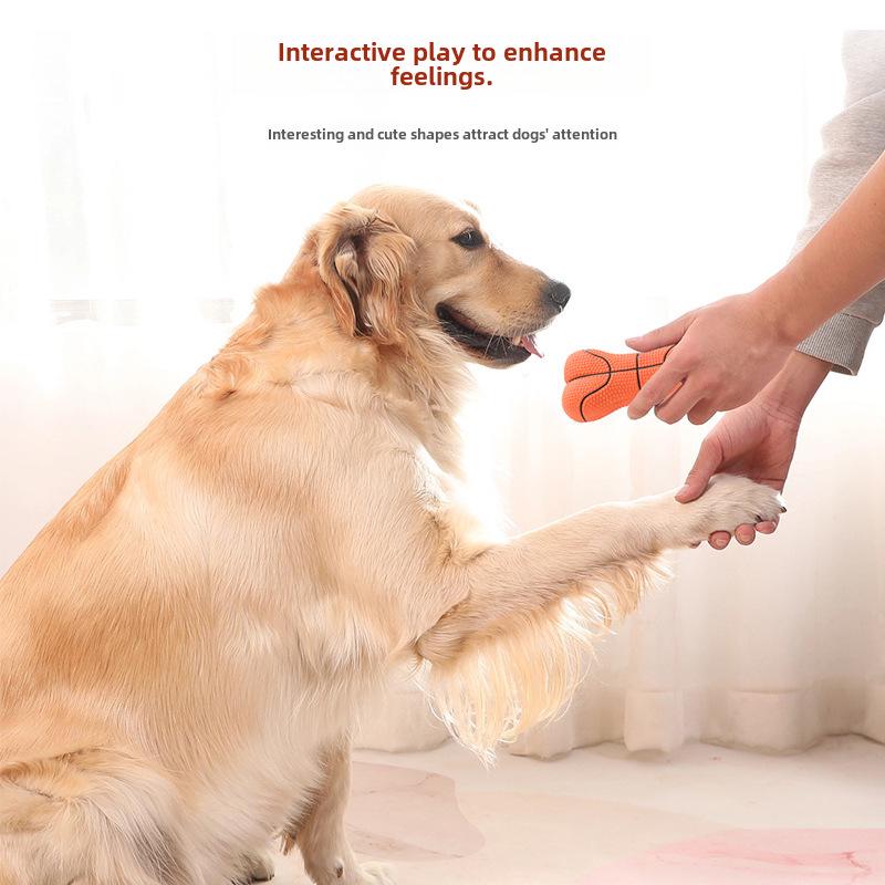 Durable Latex Dog Toy Set - Basketball  Football  Bone - Chew-Resistant & Sound-Relieving - Pet Supplies