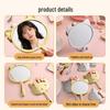 Compact Silver Handheld Folding Makeup Mirror with Cat Design