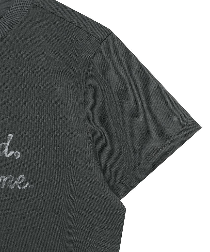 Syupeodeulai Women'S Slogan Logo T-Shirt Charcoal Sdfiscq02Chl