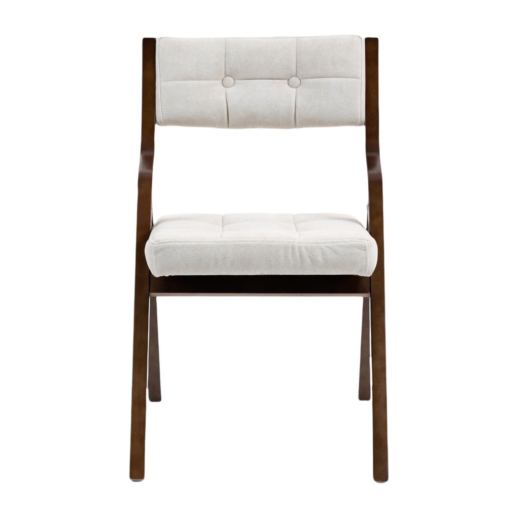 HOMEFUN Folding Chairs, Wooden Padded Chairs 2 Pack, Portable and Assembled Dining Chair for Guests Kitchen Office Wedding and Party, Cream