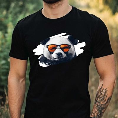T-Shirt Herren Panda Mit Sonnenbrille Motiv Baumwolle Größe XS Bis 5XL