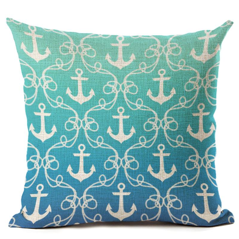 Husă de pernă din bumbac, în stil nordic, model de ancoră, navă marină, husă de pernă, husă de pernă decorativă Cojines Almofadas