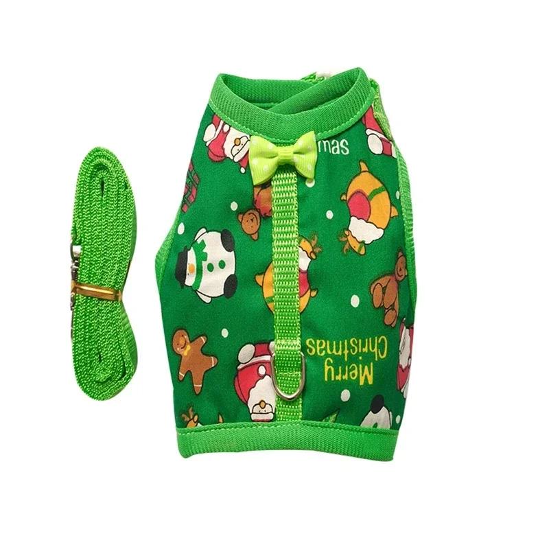 Kleintier Festival Kaninchen Weste Geschirr Leine Set Ausbruchsicher Rot/Grün für Hamster Mäuse Meerschweinchen mit Weihnachtskostüm