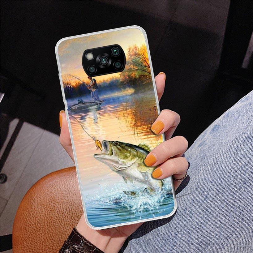 Offshore Angling Fishing Fish Rod Phone Case For Xiaomi Poco X7 X6 X5 Pro F7 Ultra Redmi 15C 15 13C 13 12C 12 10 10A 10C 9 9A 9C