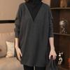 2025 New European-Style Ribbed High Neck Long Sleeve Top for Women - Loose, Slimming Fit