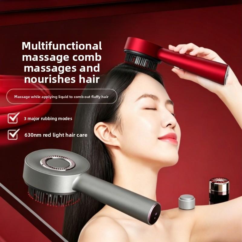 3 Modes Electric Vibration Massage Comb Red Light Therapy Hair Growth Massage Scalp Brush Oil Liquid Applicator Head Massager