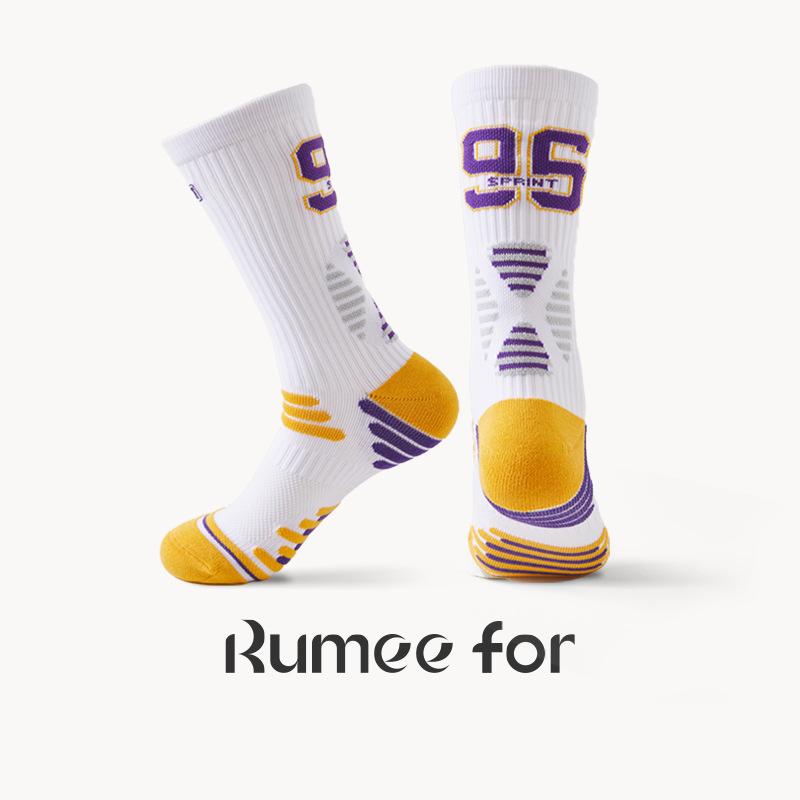 6 Pairs of Men's Thick Towel Bottom Running Basketball High Socks