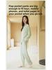Women's High-End Modal Pajama Set: Long-Sleeved Top, Trousers, Chest Pads - Ideal for Autumn and Winter