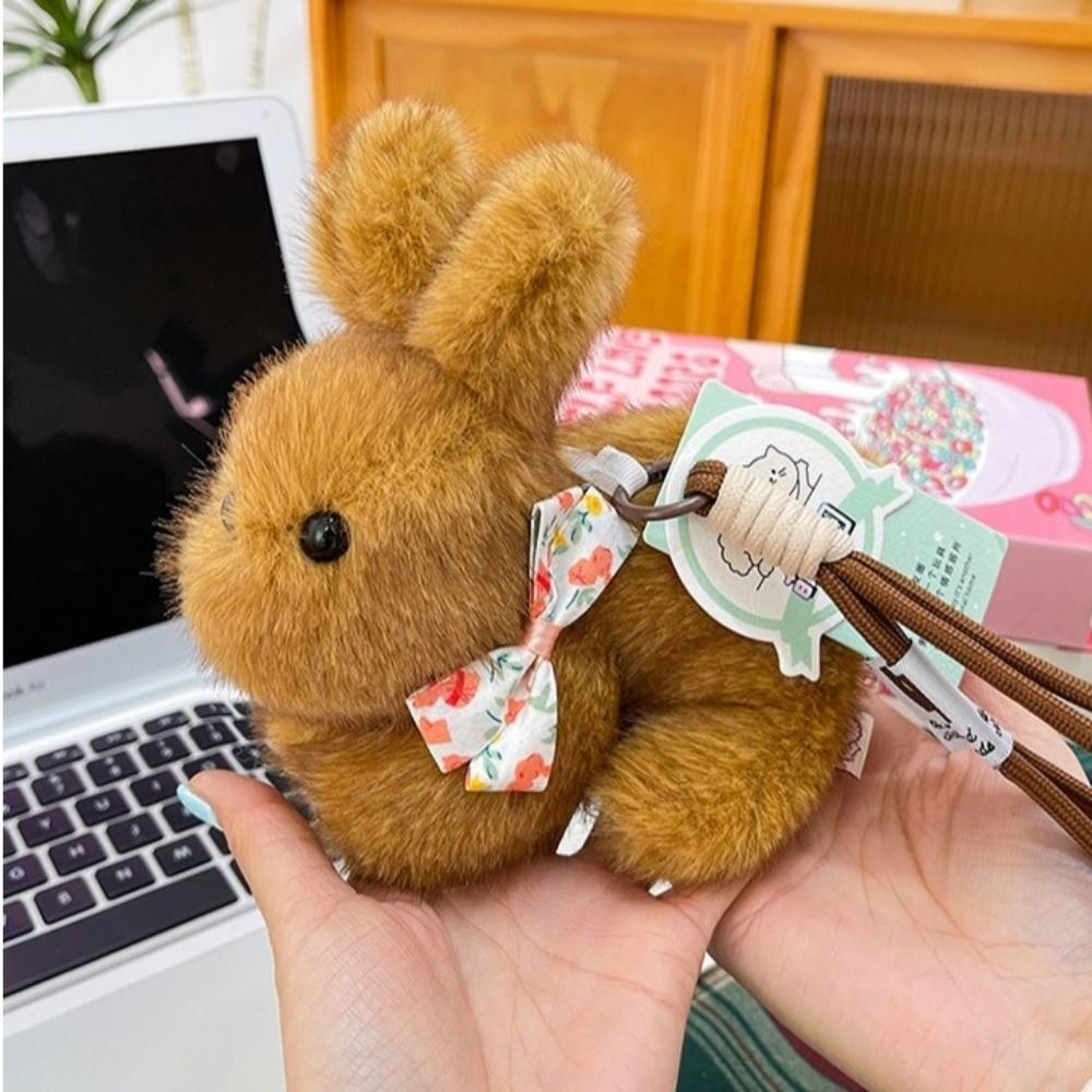 Plush Material Plush Bow Rabbit Keychain Decoration Bunny Bag Pendant Stuffed Keychain  Couple