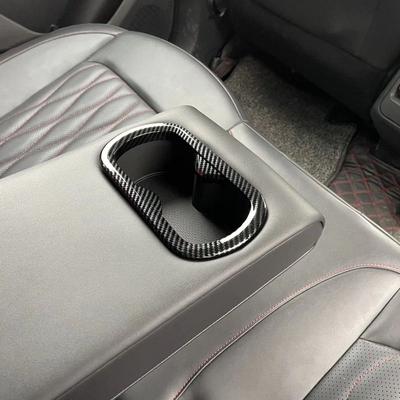 For Changan CS55 Plus 2024 ABS Carbon Rear Armrest Water Cup Cover Tail Seat Holder Frame Trim Car Styling Accessories