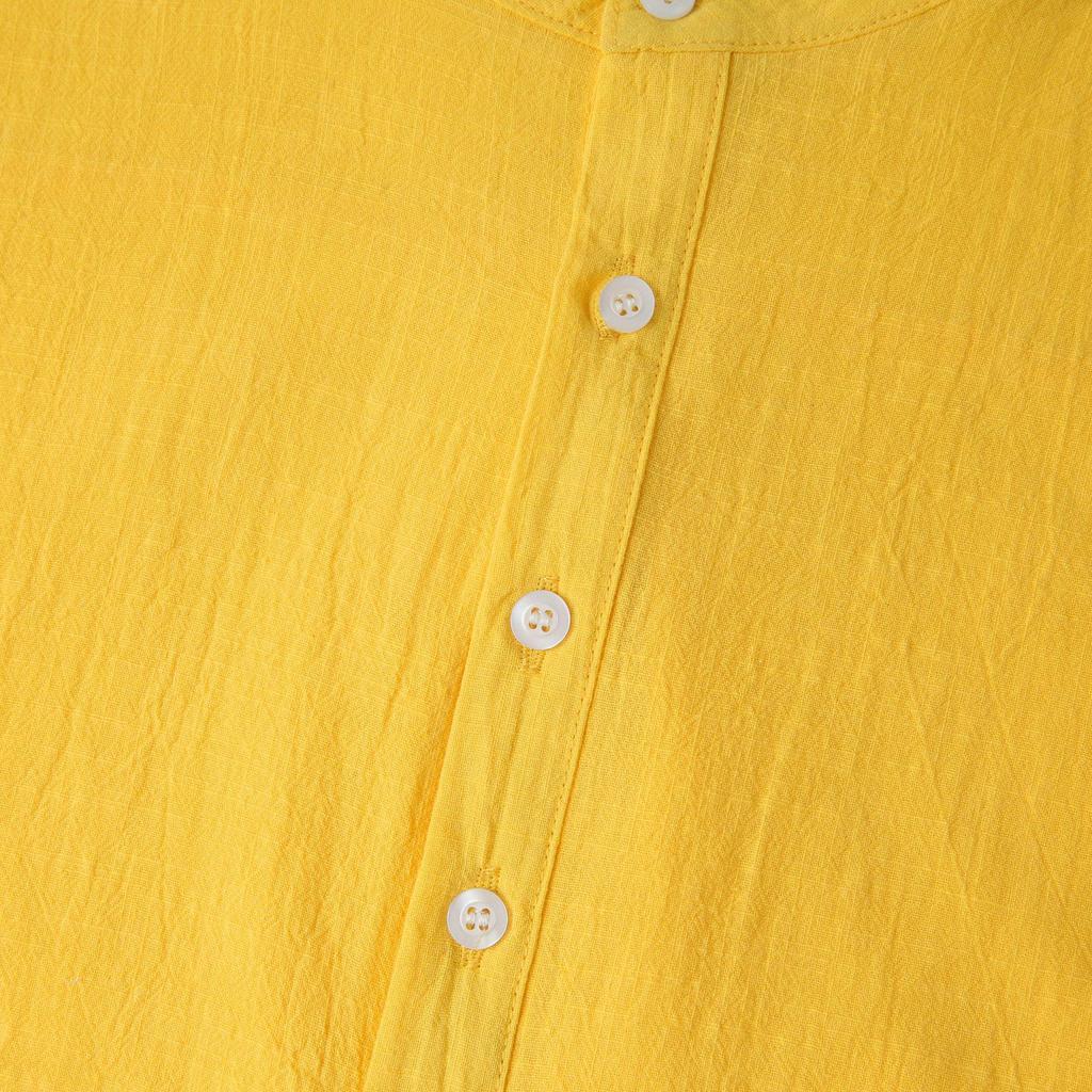 Summer 2024 Bestseller: Men's Solid Color Cotton Linen Stand Collar Short Sleeve Shirt - European & American Style