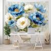 Blue White Floral Tapestry,Natural Aesthetics Elegant Tapestrie,Modern Flower Painting Wall Hanging,Watercolor Aesthetic Art