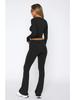 2024 Euro-American Women's Fashion Long Sleeve Pullover & Slim Fit Flared Pants Set