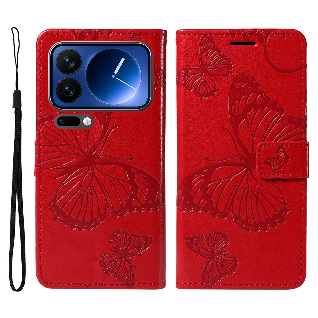 For Xiaomi 17 Pro Wallet Case Floral Butterfly Imprinted Leather Phone Cover Stand -  Green