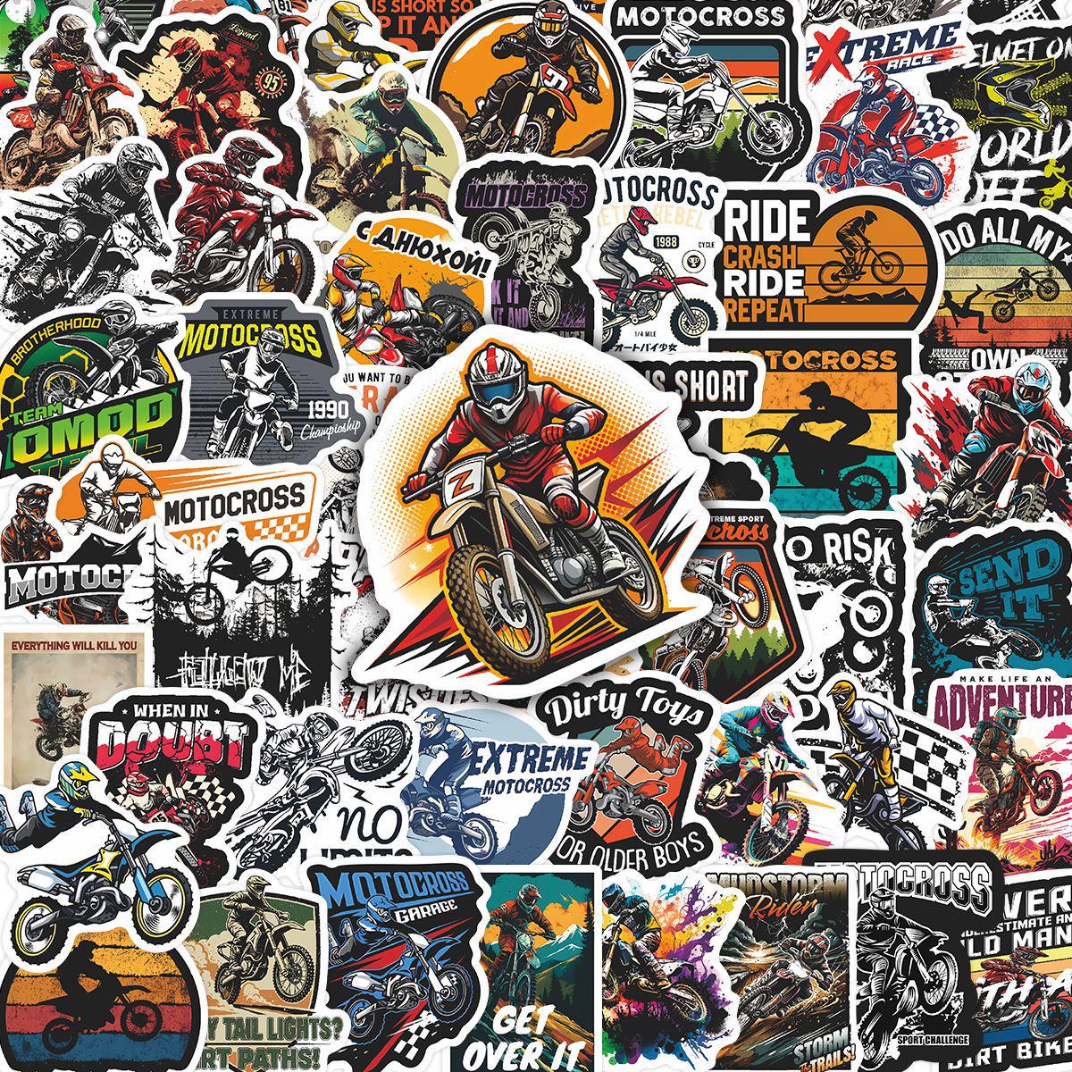 

55 Extreme Off-Road Motorcycle Stickers: Perfect for Notebooks, Desktops, Motorcycles, DIY Planners, Stationery, and Creative Projects.