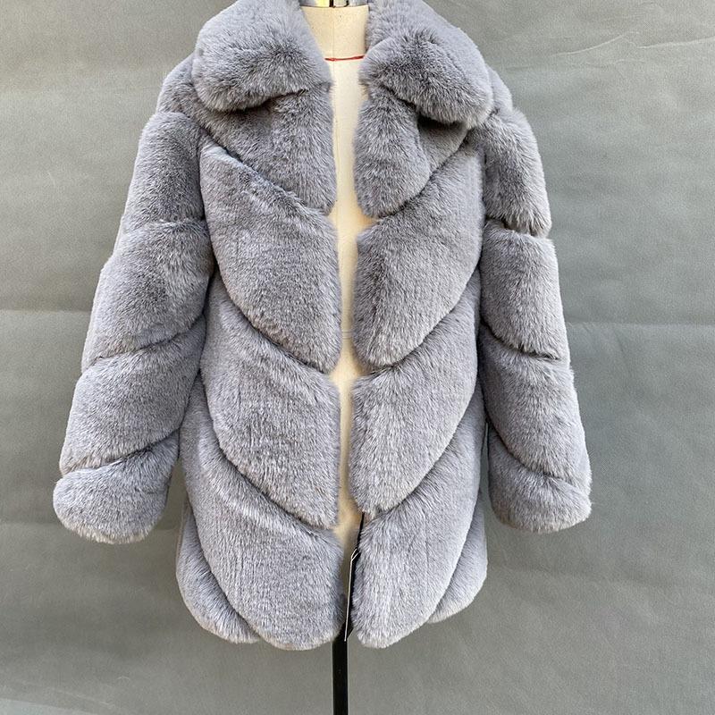 Autumn and winter new coat women's medium and long imitation rabbit warm coat