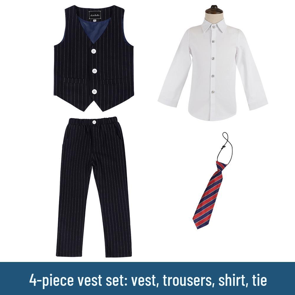 2022 Autumn/Winter Boys' Striped Blazer Suit Set - Formal Wear for Flower Boys and Hosts