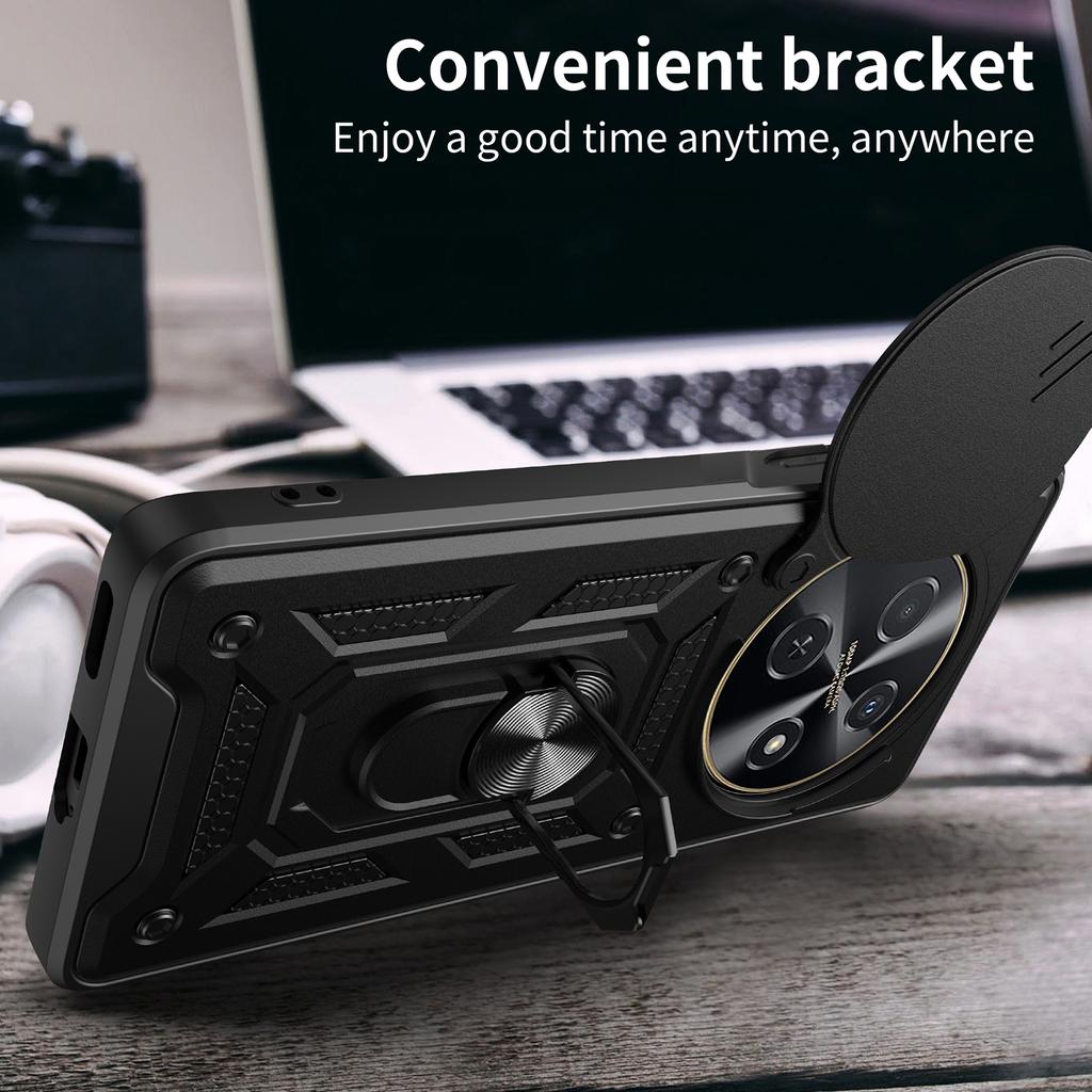 For Huawei Nova 12i 4G Case with Slide Camera Lid PC+TPU Kickstand Phone Cover