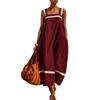 New summer European and American style literary women's clothing short-sleeved one-word collar suspender skirt loose dress