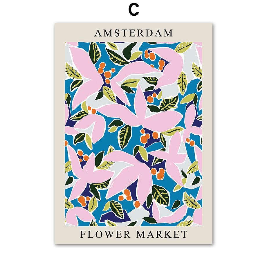 Flower Market London Paris Libon Abstract City Poster And Prints Wall Art Canvas Painting Hotel Bar Pictures Living Room Decor