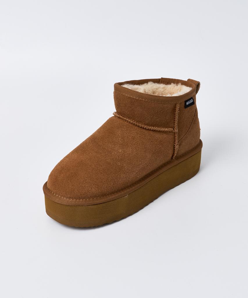 Mogaus Leather Fur Genuine Cowhide Platform Mini Boots 2 Colors