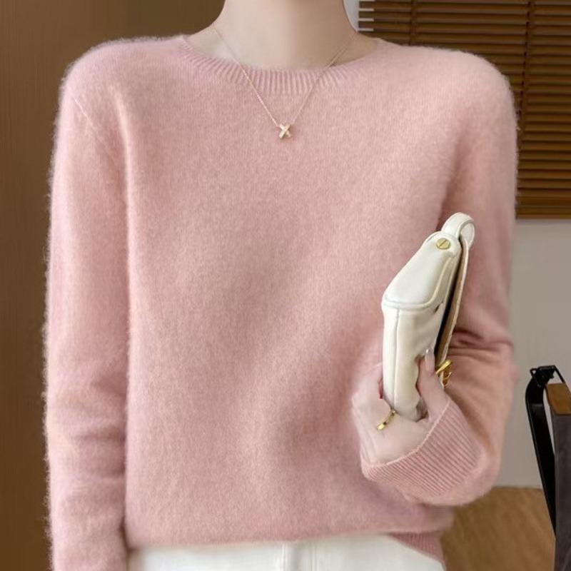 Pierwsza linia Gotowa do noszenia Bezszwowe Pulowery Jesień Zima Nowy Krótki Damski Okrągły Dekolt Luźny Bazowy Sweter Dzianinowy